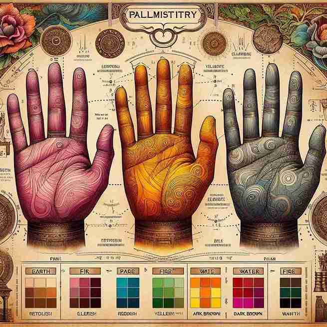 Palm morphology types and meaning of hand colors in palmistry